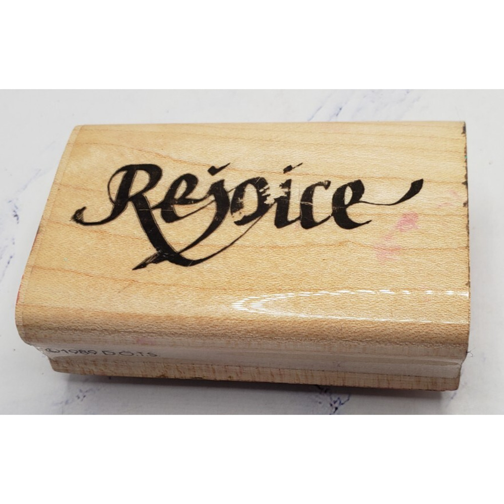 Rejoice Classic Script Religious Bible D.O.T.S Wood Mounted Rubber Stamp